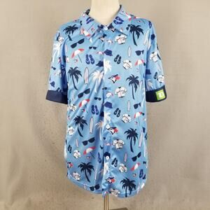 Toronto Blue Jays Shirt Mens XL Blue MLB Baseball Hawaiian Button Up Tropical